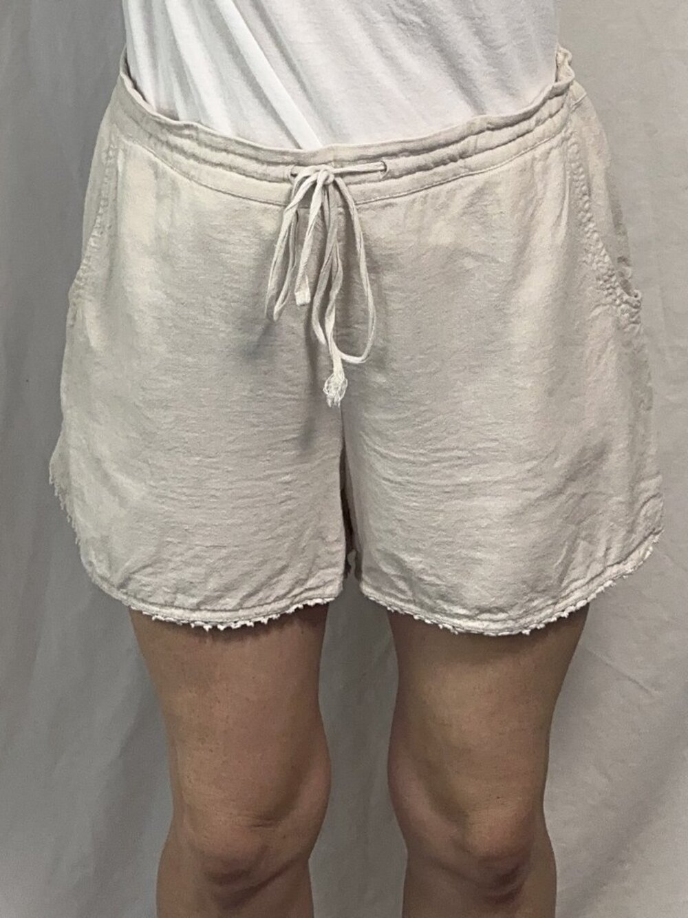 Caslon Linen Blend Drawstring Shorts Beige Size Large